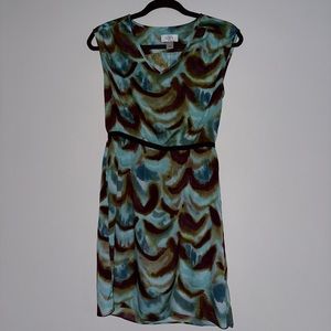 LOFT Petites Blue and Brown Dress NWT